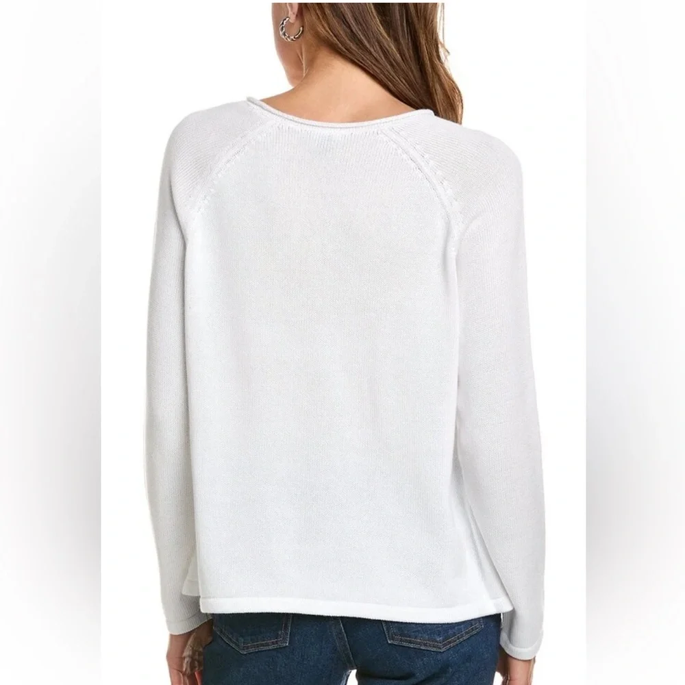NWT $198 Eileen Fisher White Raglan Sleeve Sweater Size XXS Cotton - Picture 2 of 11